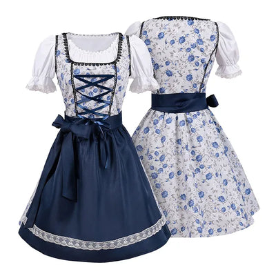 Damen Blau Oktoberfest Dirndl Kleid