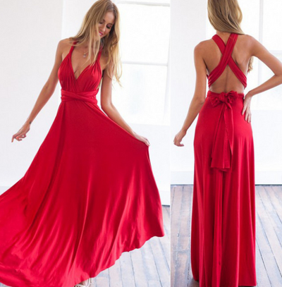 Izzy Maxi-Kleid | Elegantes Sommerkleid mit offenem Rücken und Bindung | Brautjungfernkleid