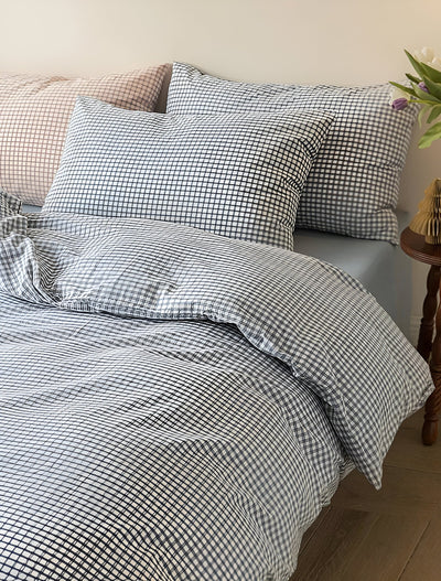 LunaVeil Bettwaren - Baumwolle Ginghan Stil Bettdecke Set