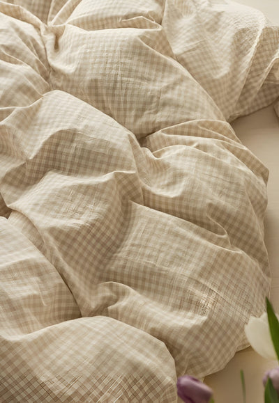 LunaVeil Bettwaren - Baumwolle Ginghan Stil Bettdecke Set