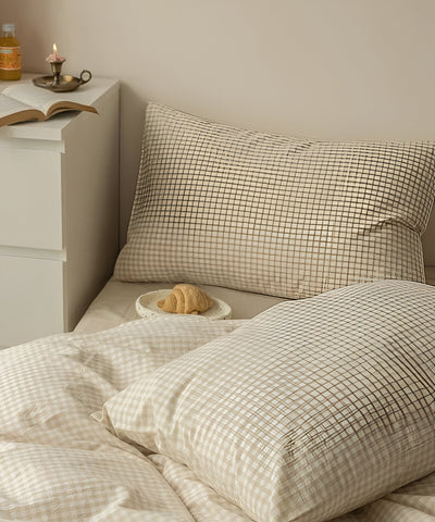 LunaVeil Bettwaren - Baumwolle Ginghan Stil Bettdecke Set