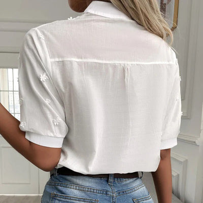 Blusenshirt für Damen - Elegantes Weiße Top mit Stehkragen für Sommer