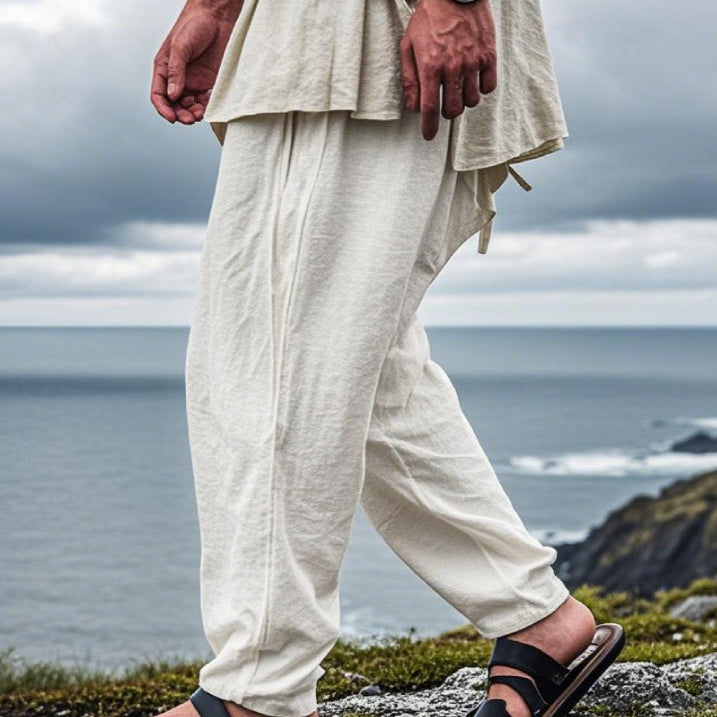 Viking Era Drawstring Design Linen Pants