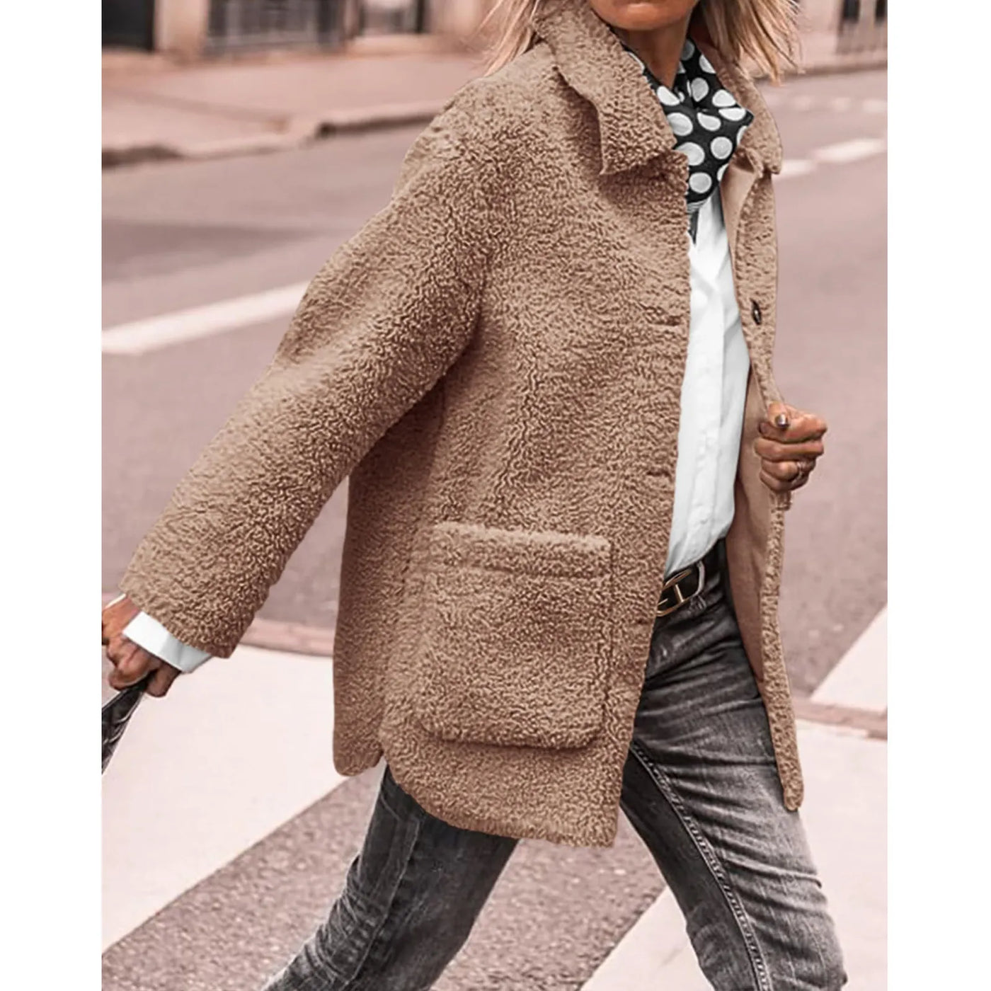 Eilune | Kuscheliger Damenmantel mit Knopfleiste