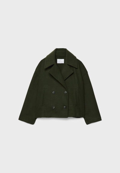 Damen Zweireihige Kurzjacke mit Breitem Reverskragen
