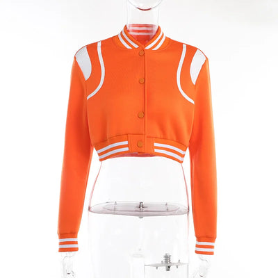 Heidi-Mode | Retro Crop Orange Streetwear Jacke