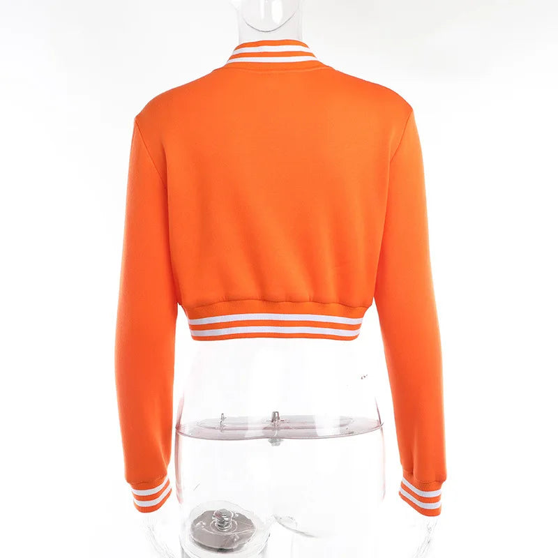 Heidi-Mode | Retro Crop Orange Streetwear Jacke