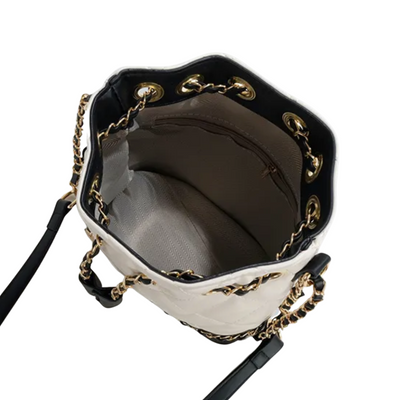 Celine Chic | Trendige Bucket-Tasche aus veganem Leder mit Farbkontrast