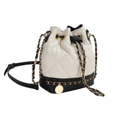 Celine Chic | Trendige Bucket-Tasche aus veganem Leder mit Farbkontrast