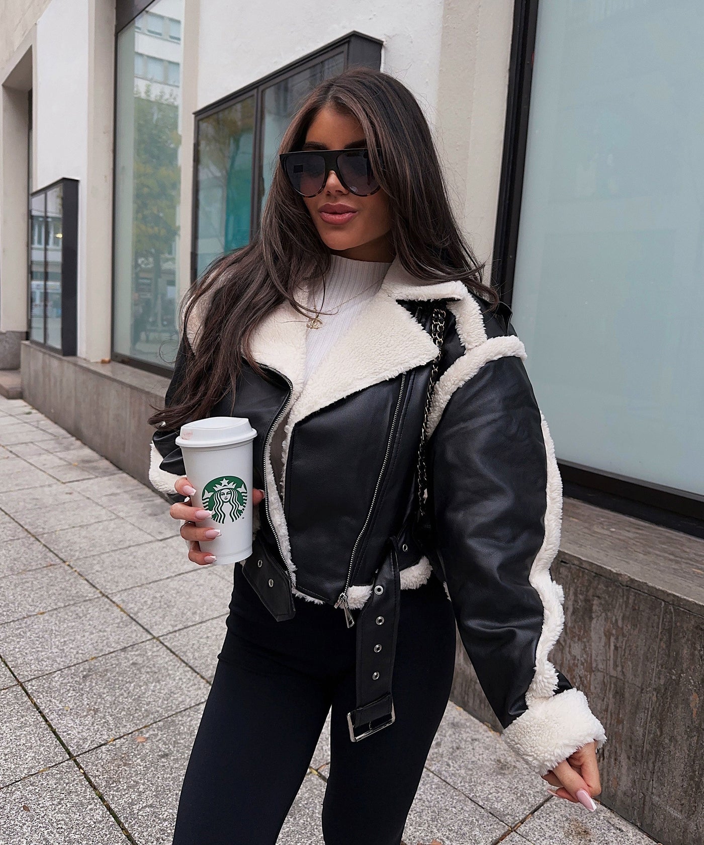 Celia | Warme Teddyfell Lederjacke für Damen Winter