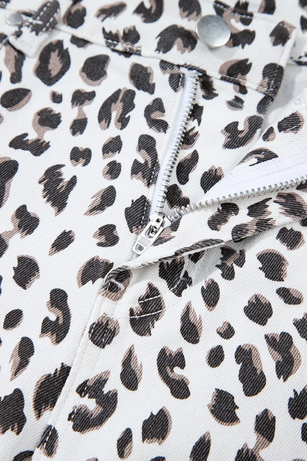 Leopard Frayed Hem Denim Shorts