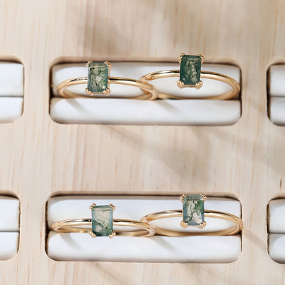 Natürlicher Moosachat Ring