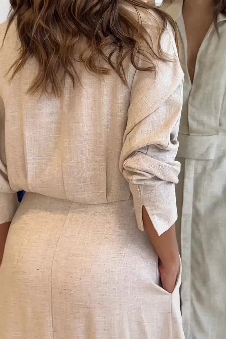 Simona - Baumwolle und Leinen Maxikleid