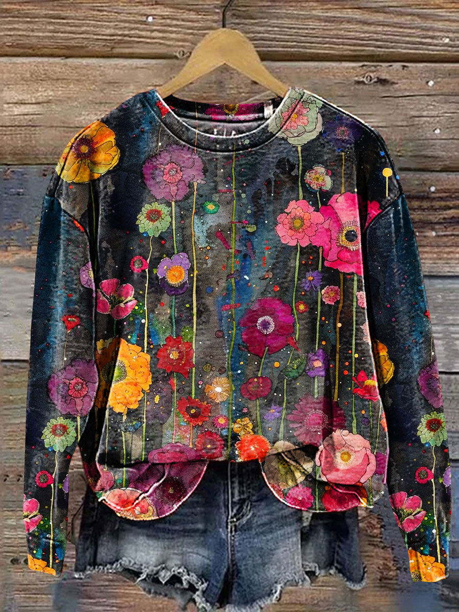 Flora Lässiges Sweatshirt mit Blumenmuster für Damen