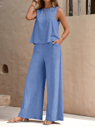 Boho-Set aus ärmellosem Top und weiter Hose für Damen