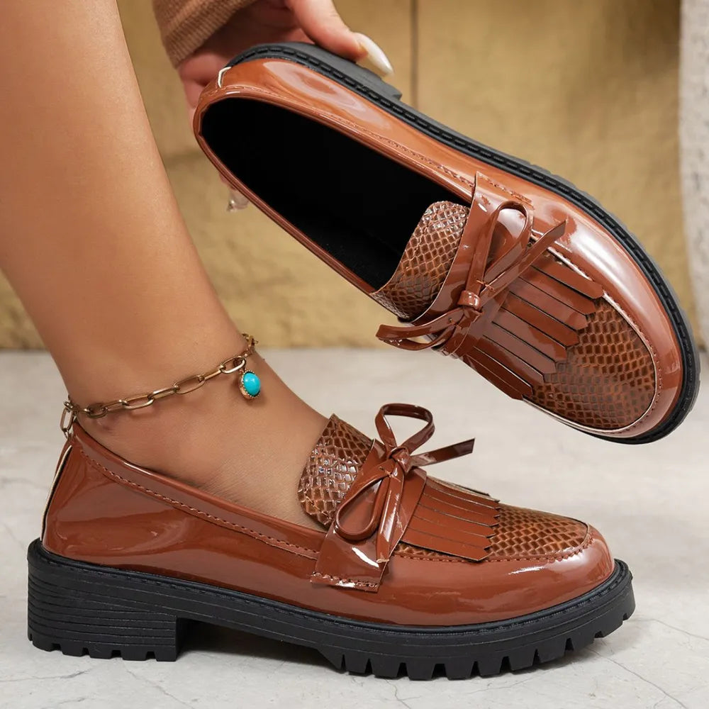 Round Toe Block Heels Loafers