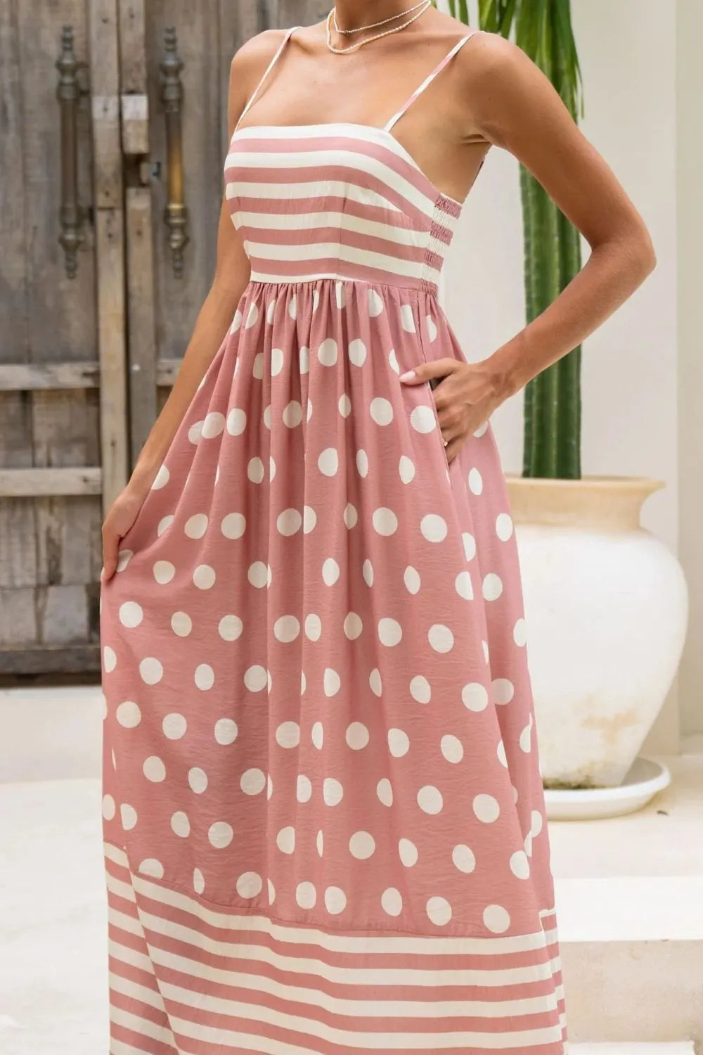 Polka Dot Square Neck Cami Dress