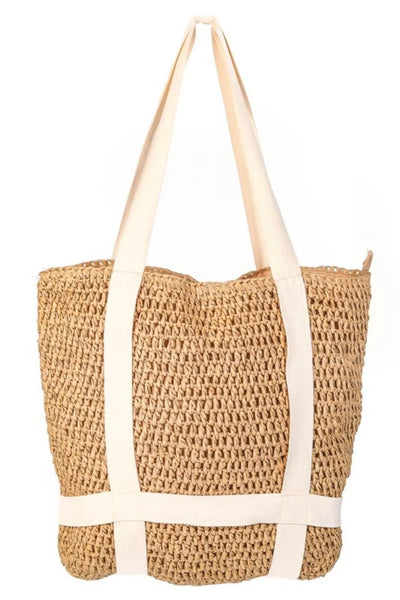 Fame Straw Braided Hat Carrier Tote Bag
