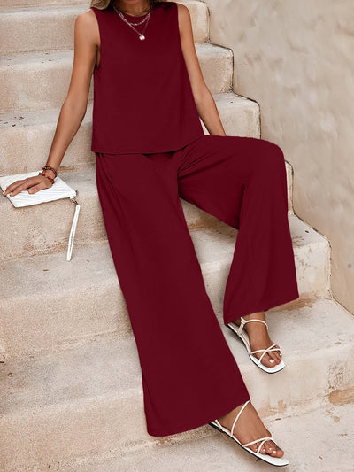 Boho-Set aus ärmellosem Top und weiter Hose für Damen