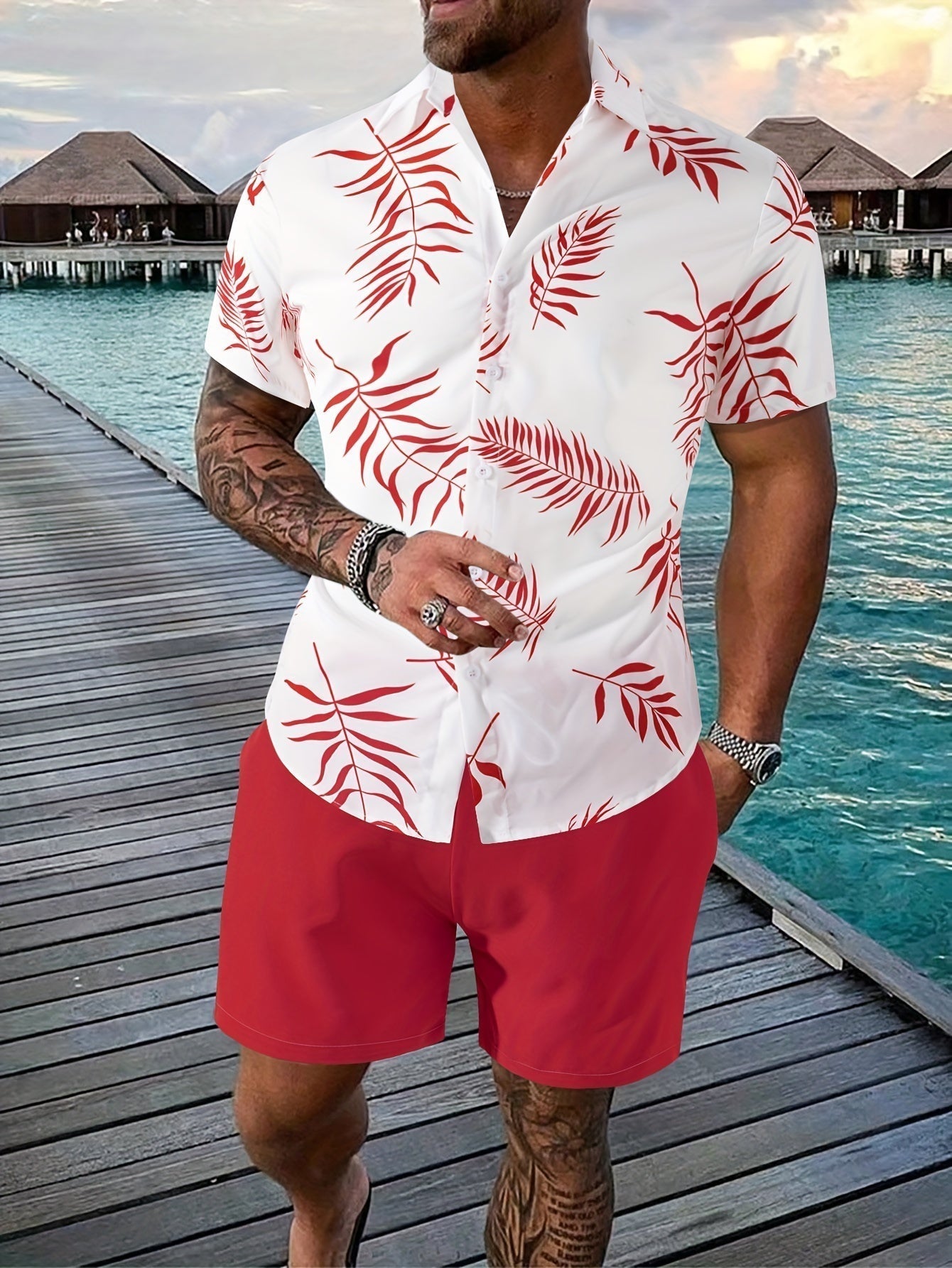 Herren Sommer-Set mit Blattmuster - Ilhan