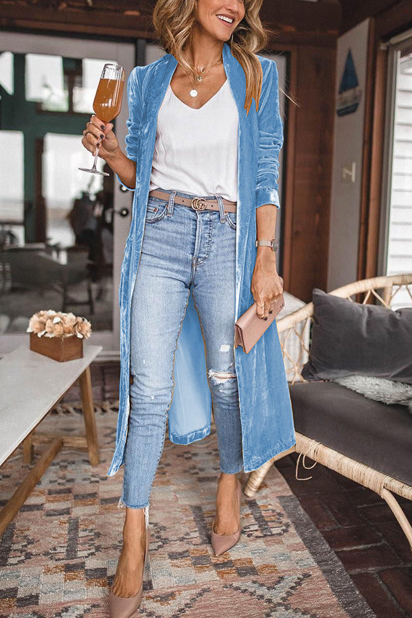 Heidi-Mode | Stilvolle Samt Lange Jacke
