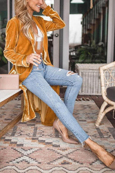 Heidi-Mode | Stilvolle Samt Lange Jacke