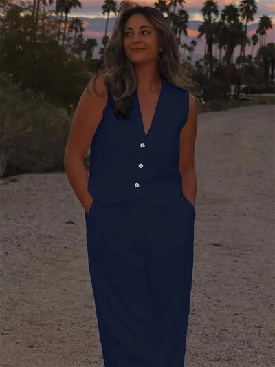 Jorja – Elegantes ärmelloses Zweiteiler Outfit-Set