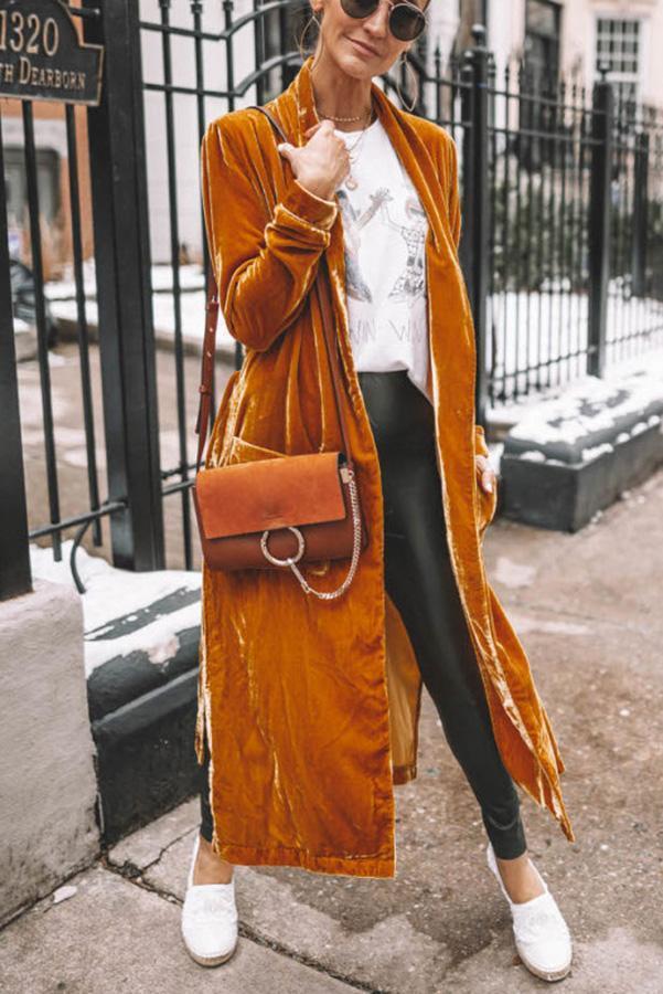 Heidi-Mode | Stilvolle Samt Lange Jacke