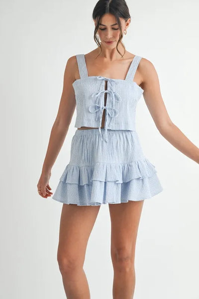 MABLE Gingham Plaid Crop Top and Mini Skirt Set