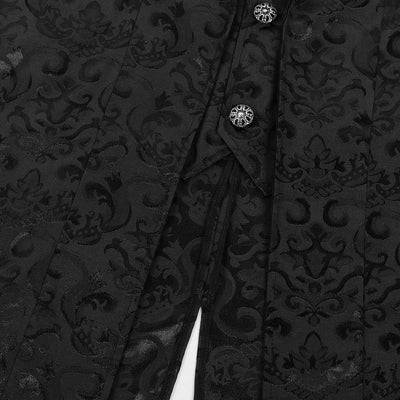 Men's Steampunk Black Brocade Tailcoat