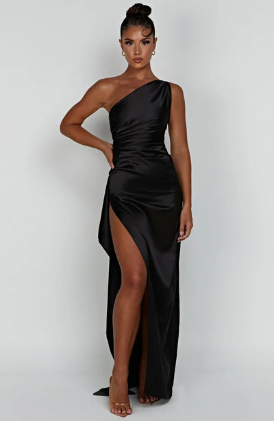 Heidi-Mode | Elegantes Ein-Schulter-Kleid mit Schlitz