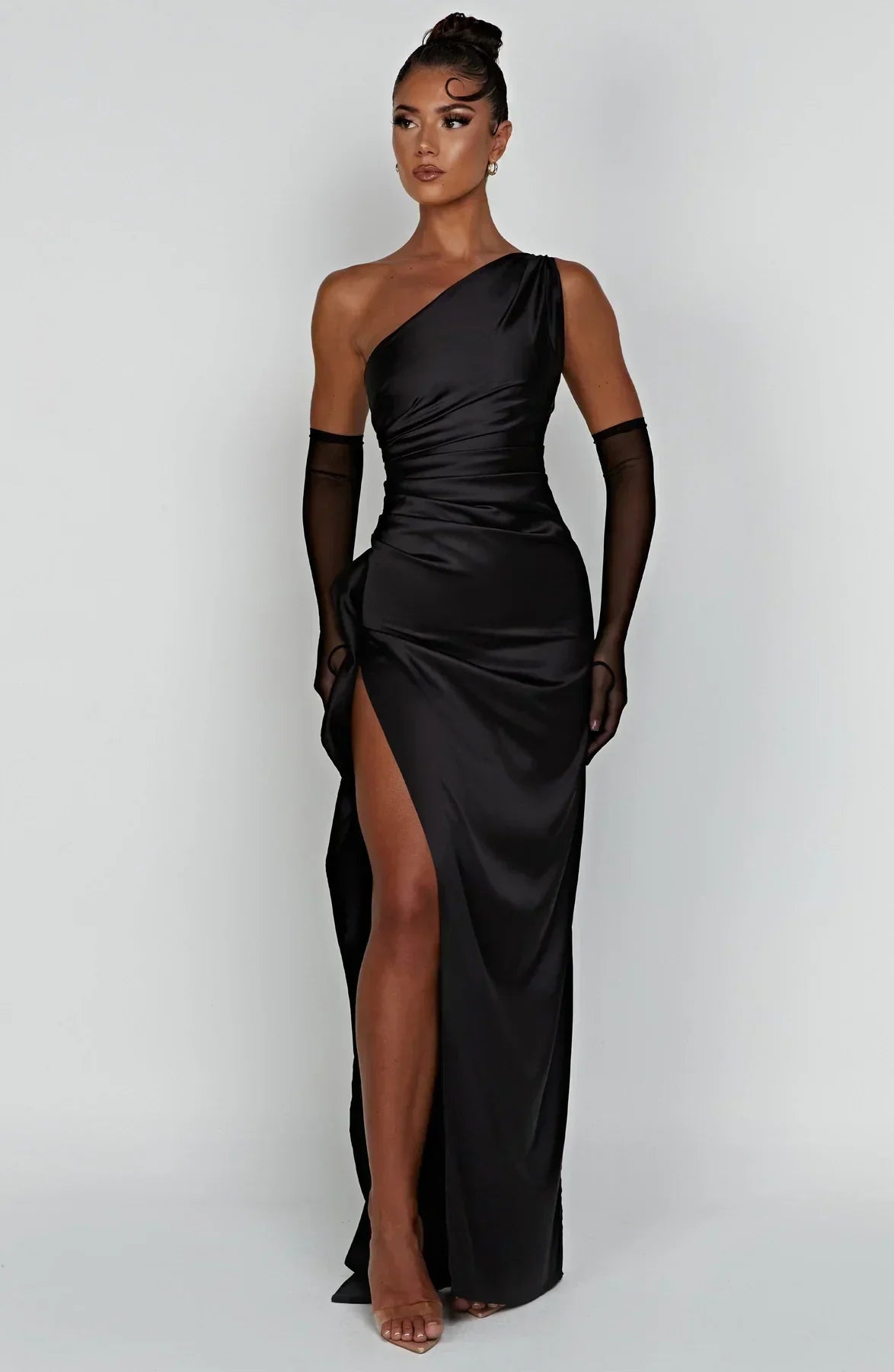 Heidi-Mode | Elegantes Ein-Schulter-Kleid mit Schlitz