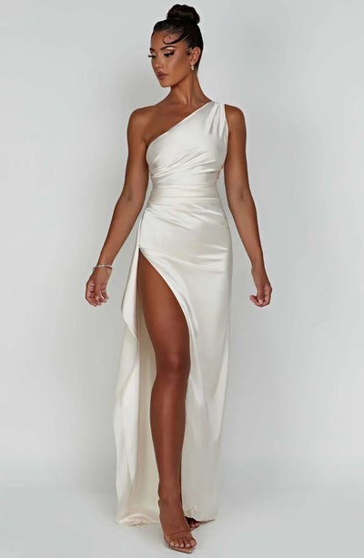 Heidi-Mode | Elegantes Ein-Schulter-Kleid mit Schlitz