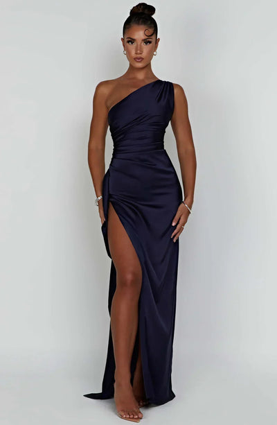 Heidi-Mode | Elegantes Ein-Schulter-Kleid mit Schlitz