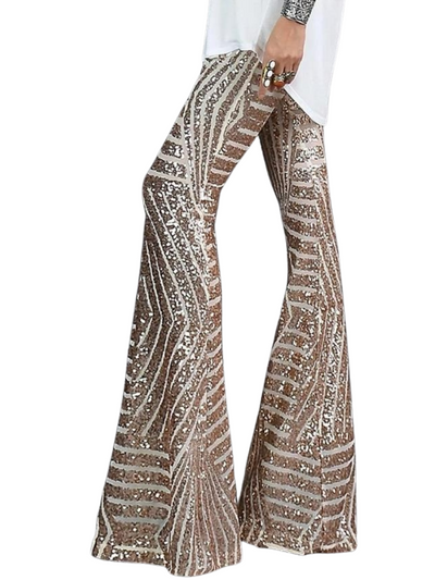 Ausgestellte Glitzerhose für Damen | Lang