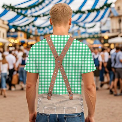 Men's Oktoberfest Blue Green Lederhosen Graphic T-shirt