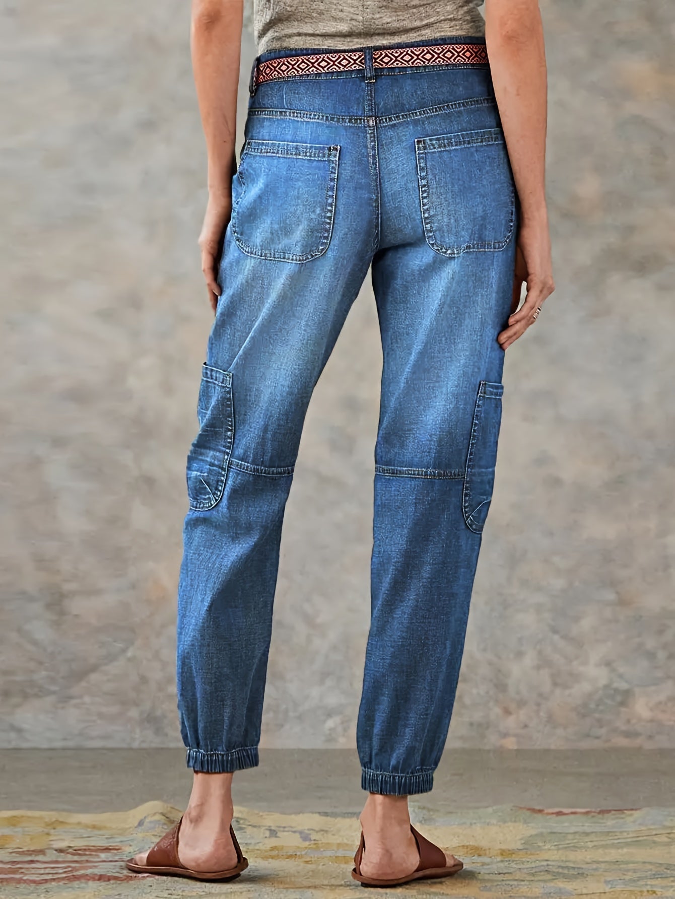 Freizeit Hose mit Taschen und niedriger Taille für Damen