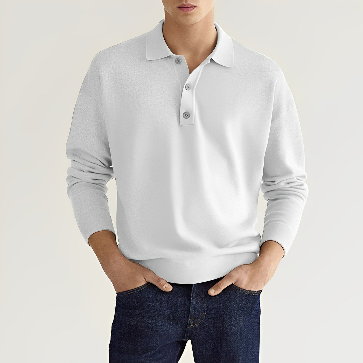 Poloshirt für Herren - Luftiges Langärmeliges Poloshirt für Sommer