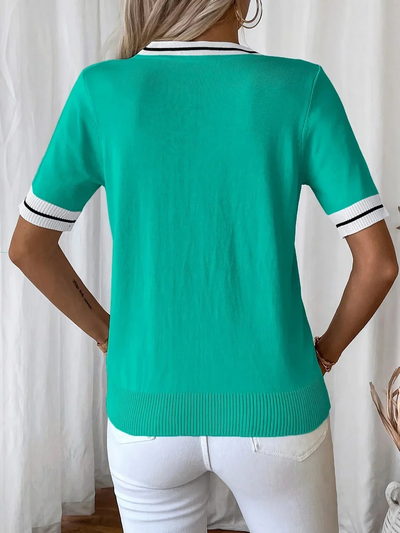 Brunella - Eleganz V-Ausschnitt Strick Oberteil