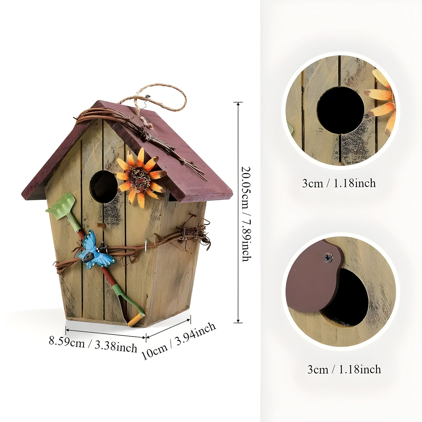 GardenPerch Nest - Dekoratives  Holz Hängendes Vogelhaus