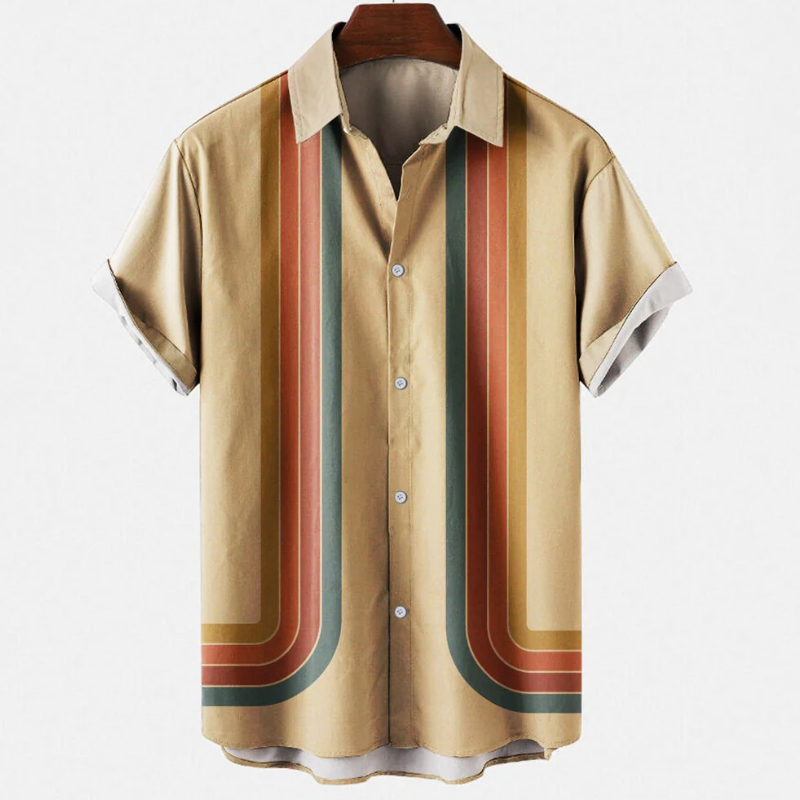 Bedrucktes Vintage-Sommerhemd für Herren | Kurzarm