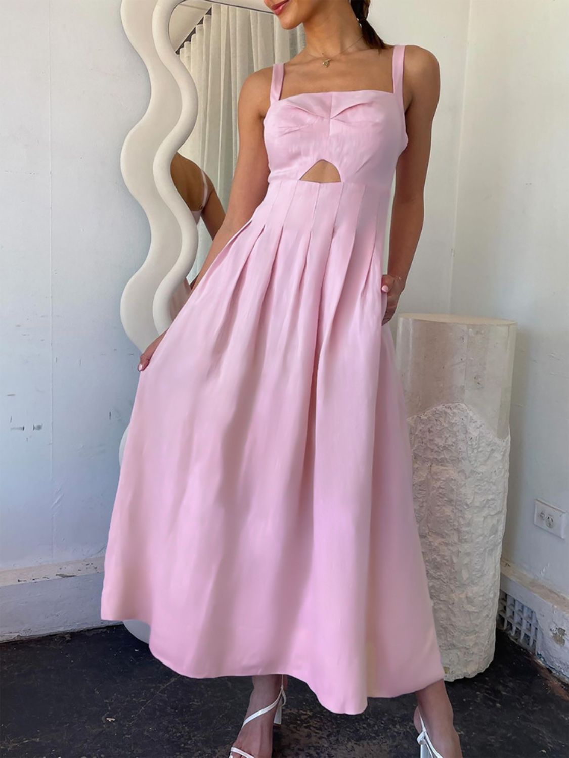 Devine Cutout Square Neck Cami Dress