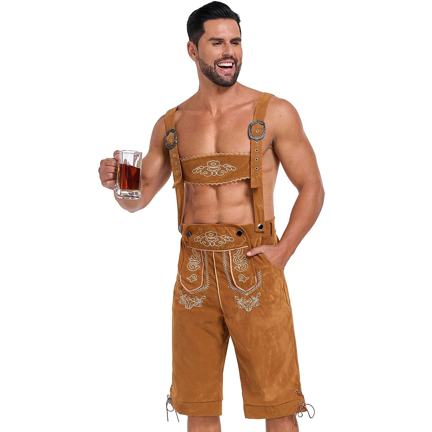 Oktoberfest Men’s Bavarian Embroidered Lederhosen