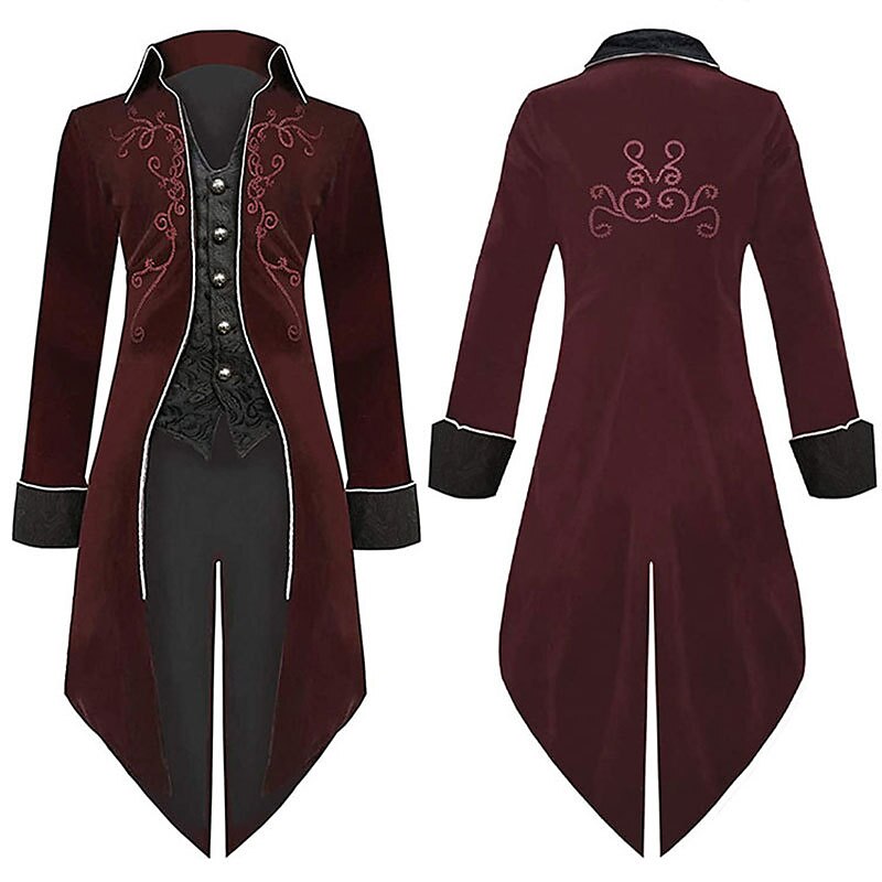 Men's Retro Steampunk Embroidered Tailcoat