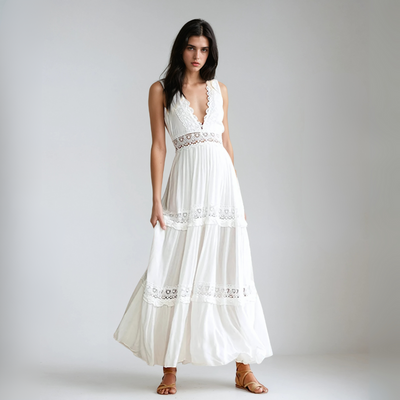 BIANCA  | Langer Rock mit Spitze-Bordüren