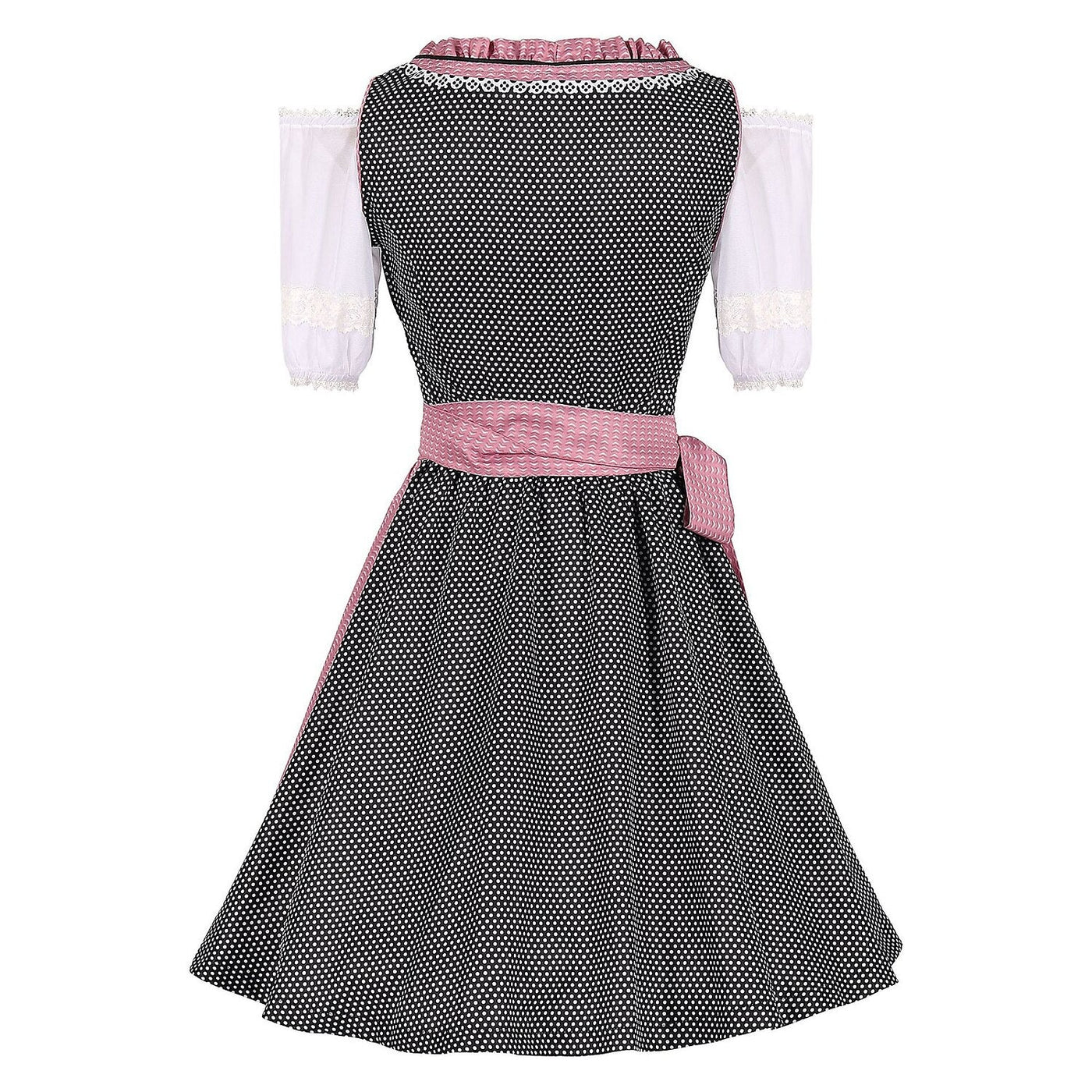 Oktoberfest Polka Dot Dirndl Dress with Pink Apron