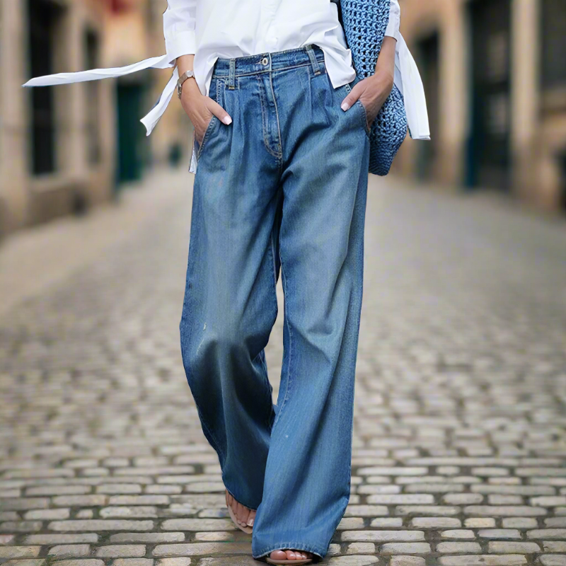 Heidi-Mode | Stilvolle Lockere Gerade Denim Jeans