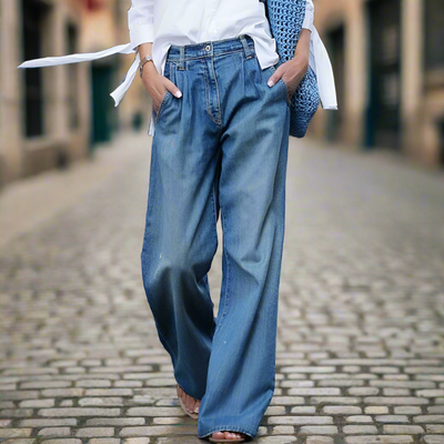 Heidi-Mode | Stilvolle Lockere Gerade Denim Jeans