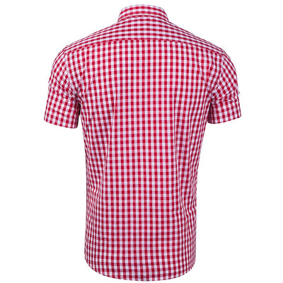 Men's Oktoberfest Bavarian Plaid Short Sleeve Shirt