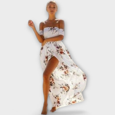 Selina - Schulterfreies Boho Midi-Kleid für Damen mit Blumenmuster